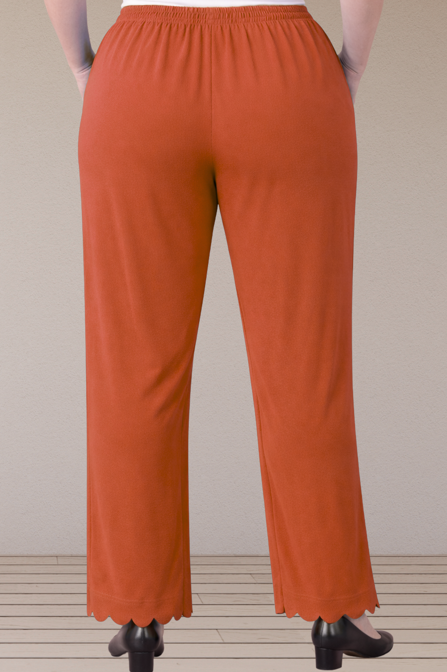Rust Scallop Cut Palazzo