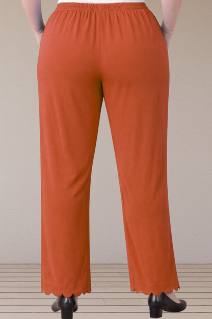 Rust Scallop Cut Palazzo