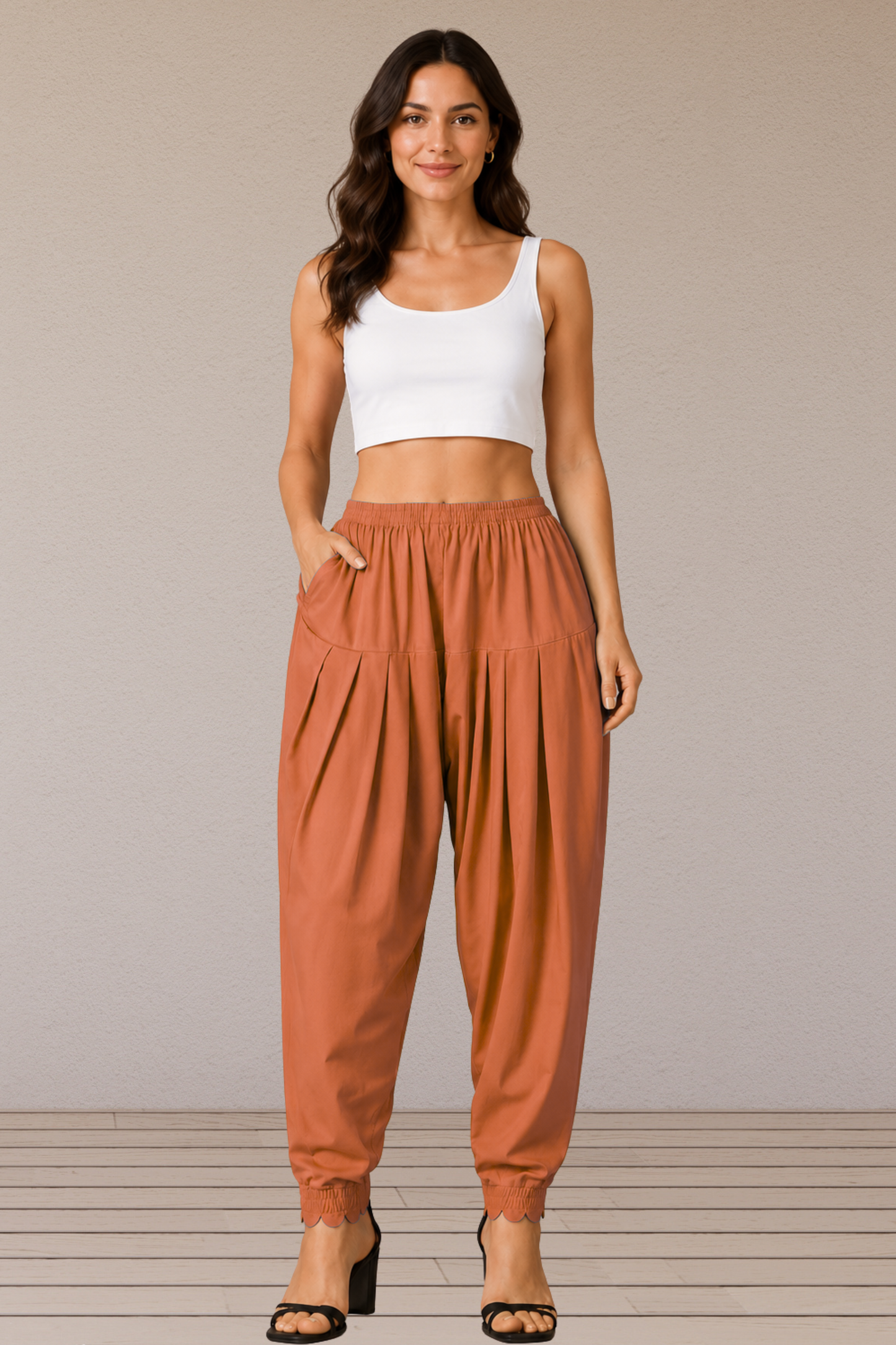 Rust Scallop Cut Salwar