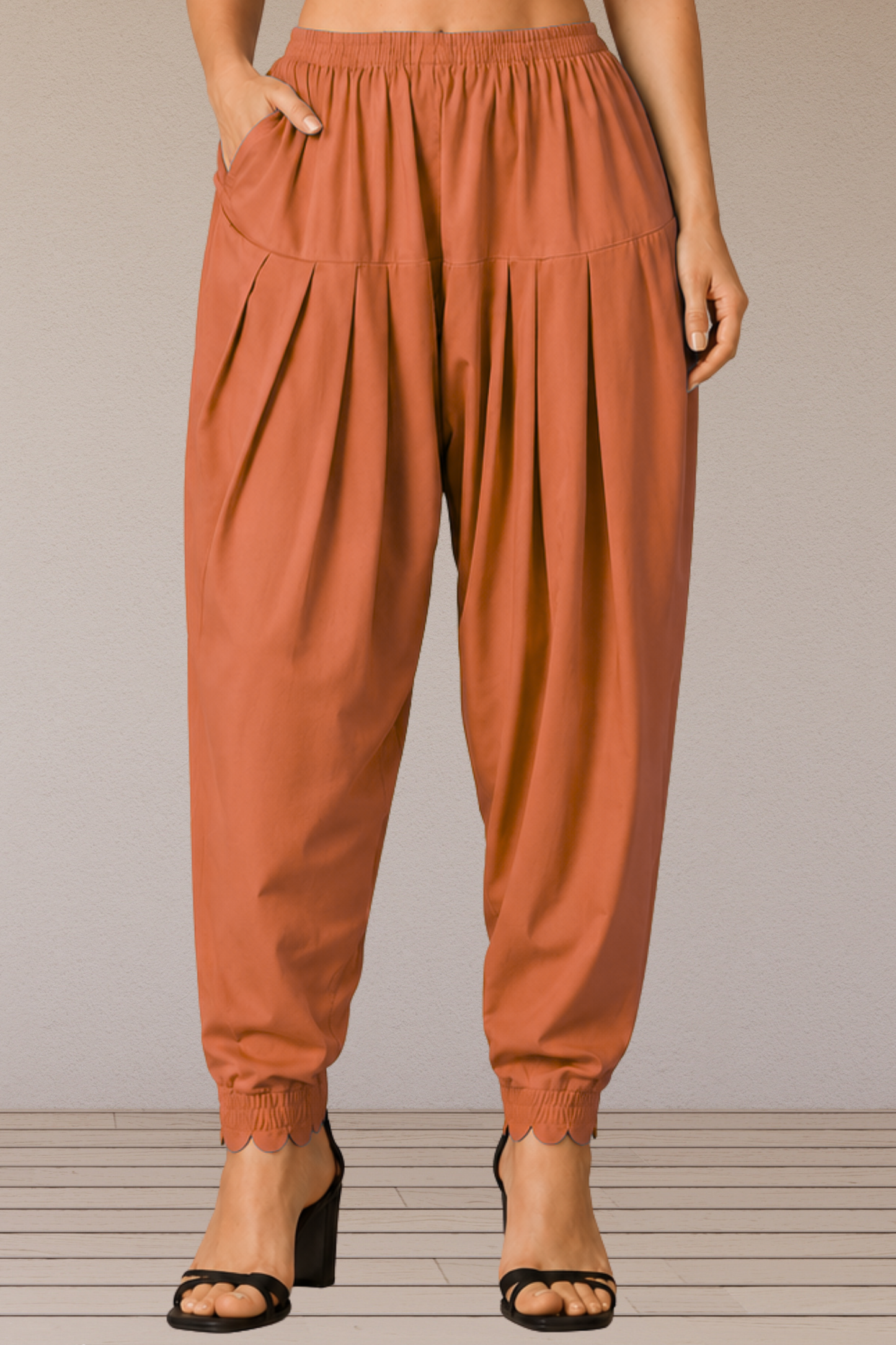 Rust Scallop Cut Salwar