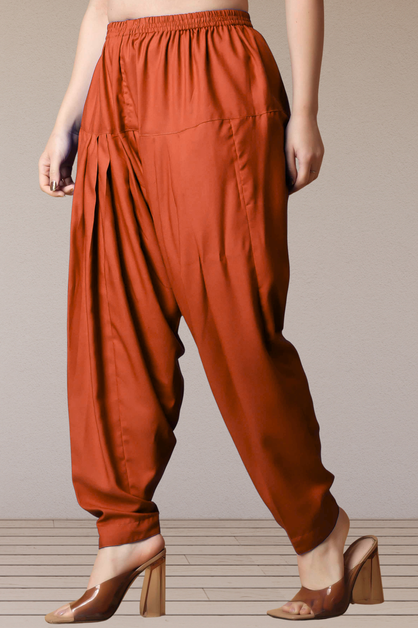 Rust Straight Rayon Salwar Pants