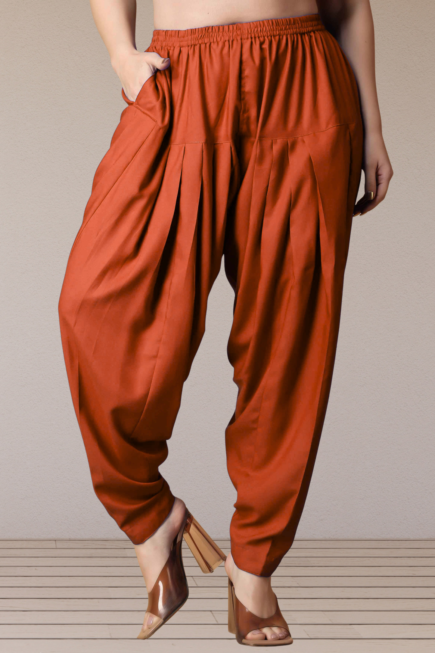 Rust Straight Rayon Salwar Pants