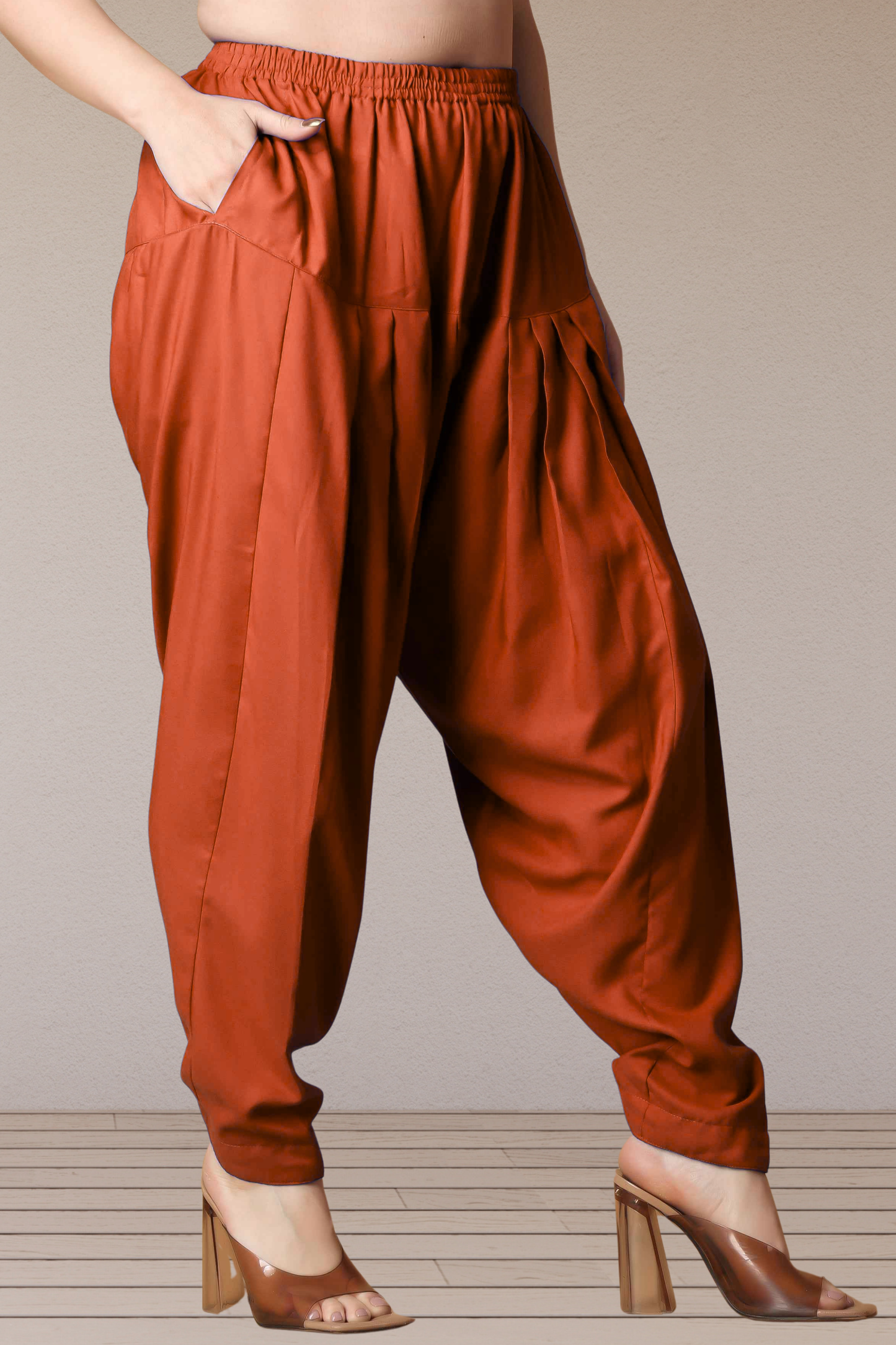 Rust Straight Rayon Salwar Pants