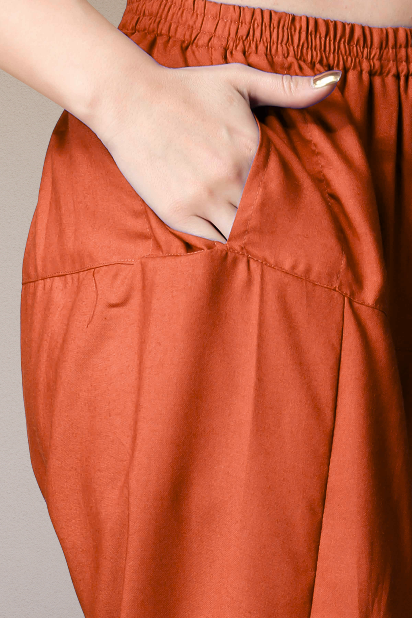 Rust Straight Rayon Salwar Pants