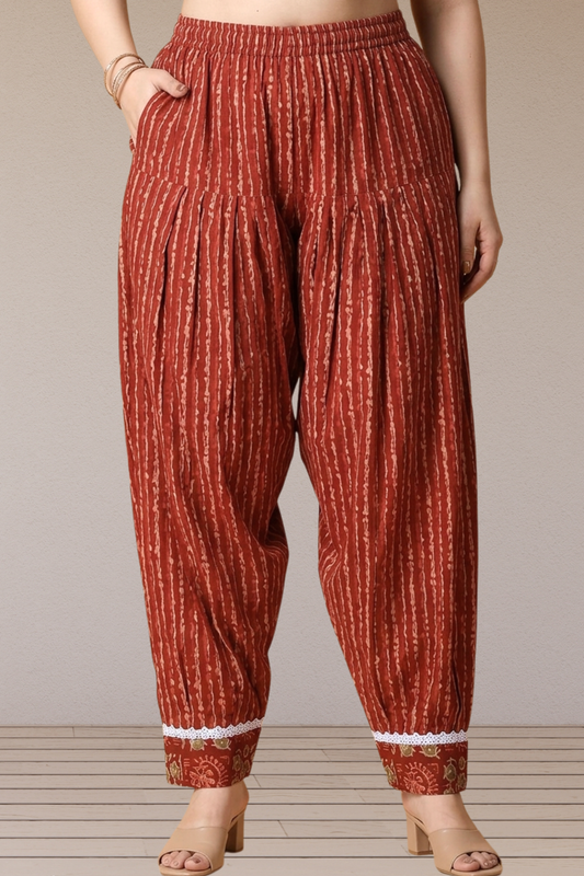 Rust Stripe Afghani Salwar