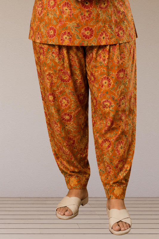 Rust Block Printed Cotton Salwar