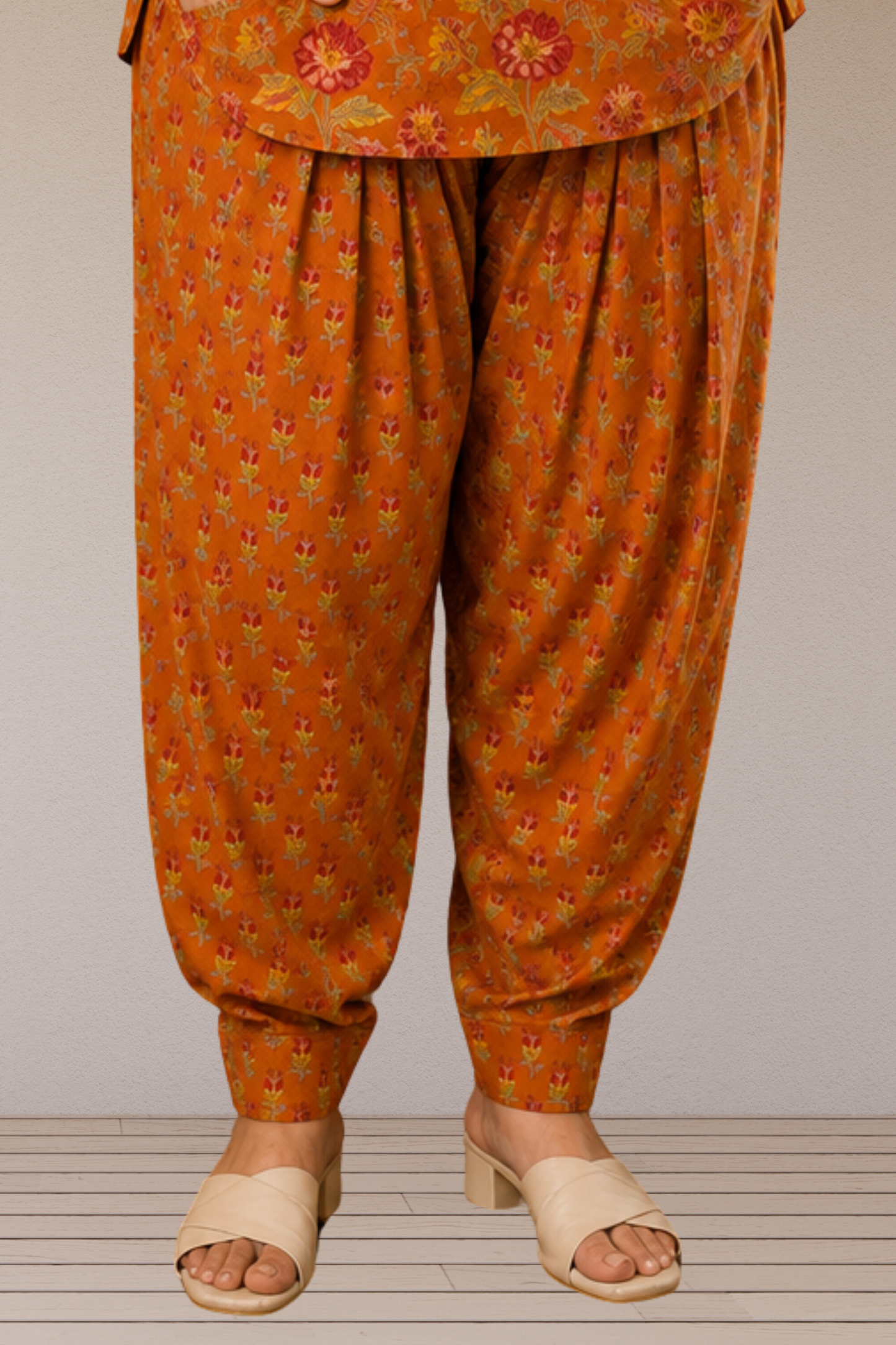 Rust Block Printed Cotton Salwar