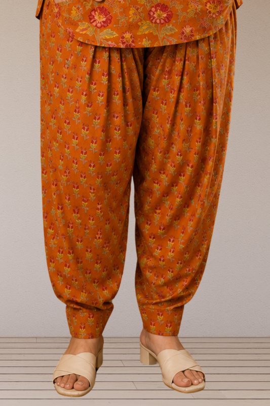 Rust Block Printed Cotton Salwar