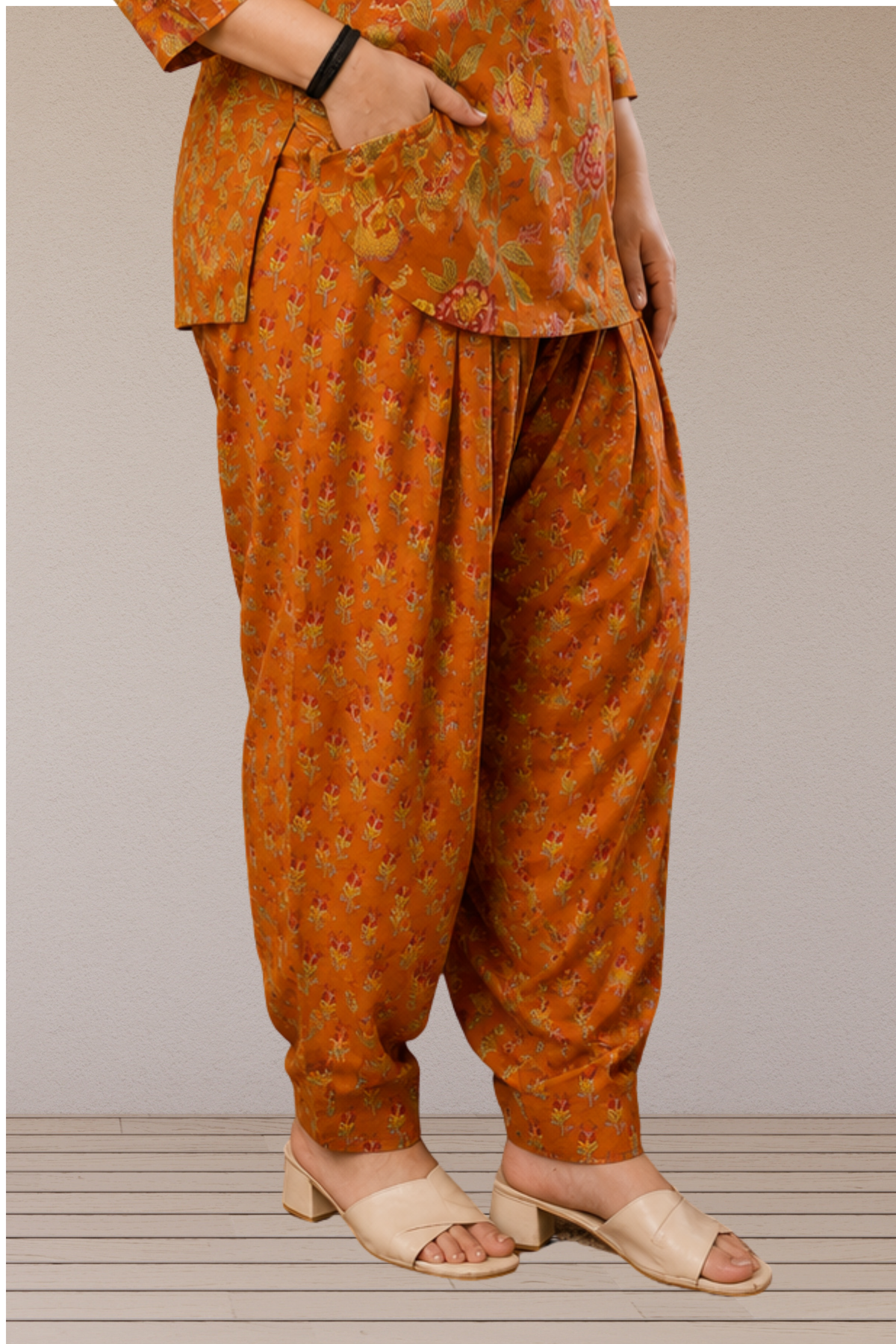 Rust Block Printed Cotton Salwar