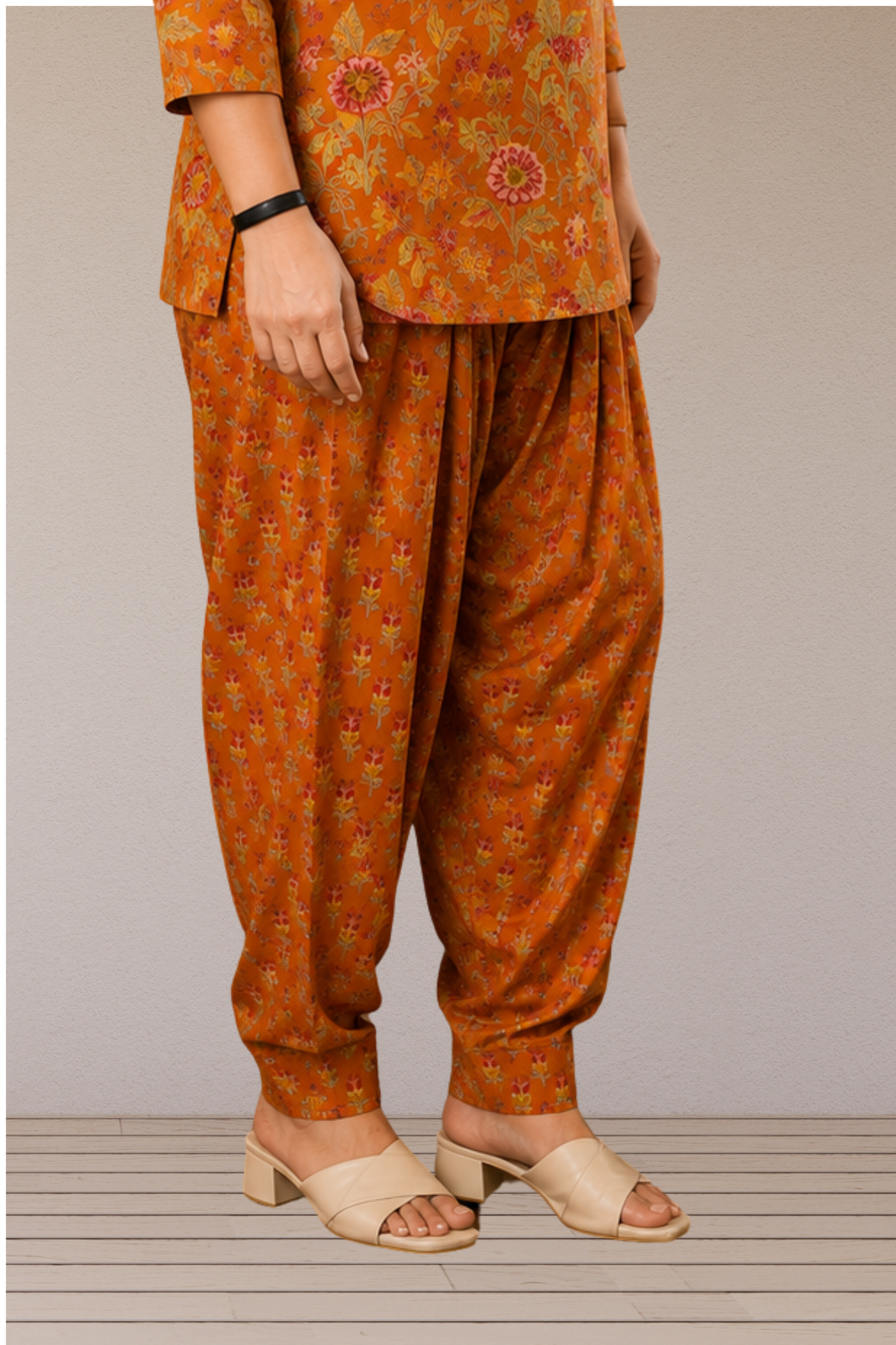 Rust Block Printed Cotton Salwar