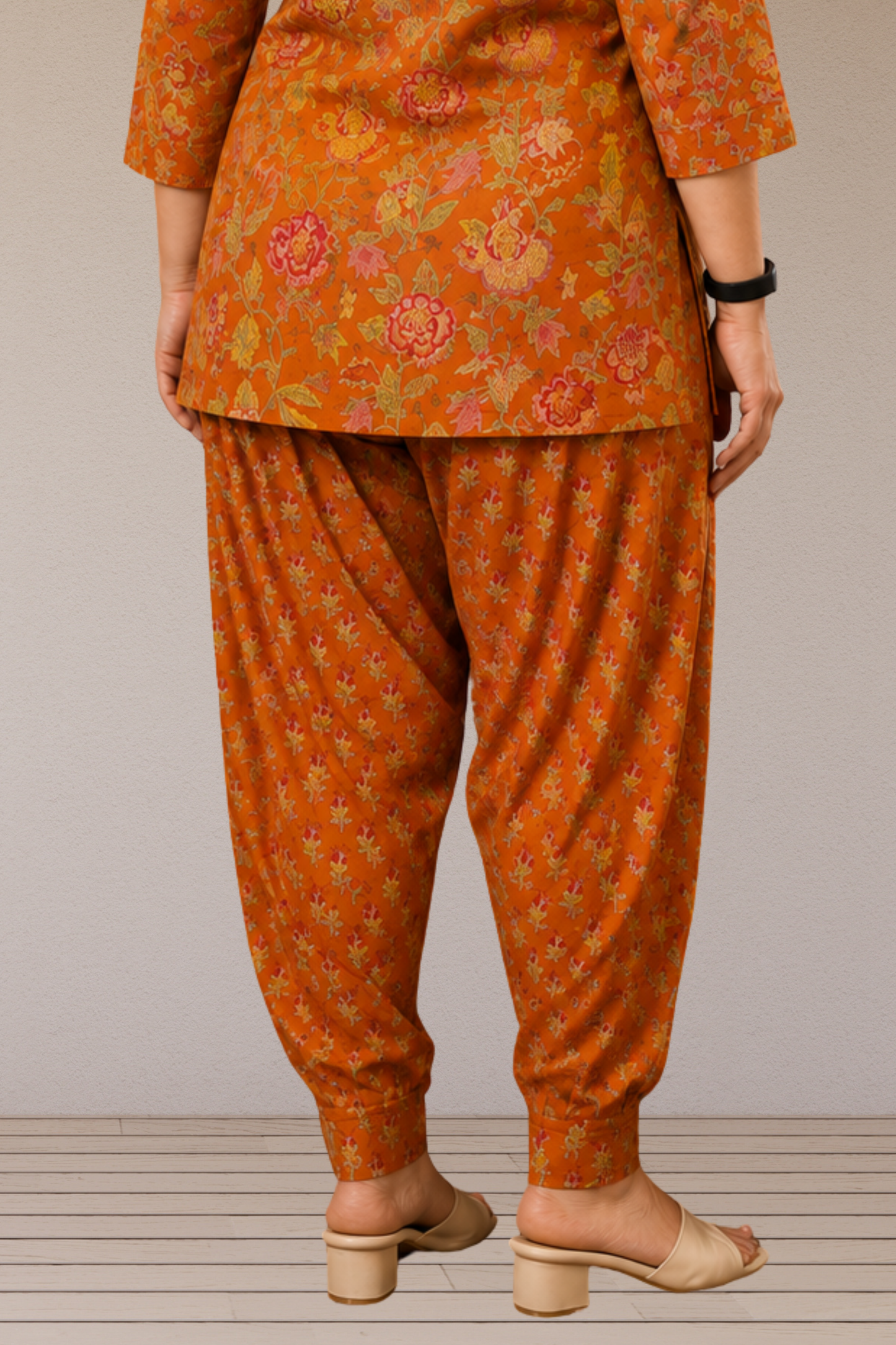 Rust Block Printed Cotton Salwar