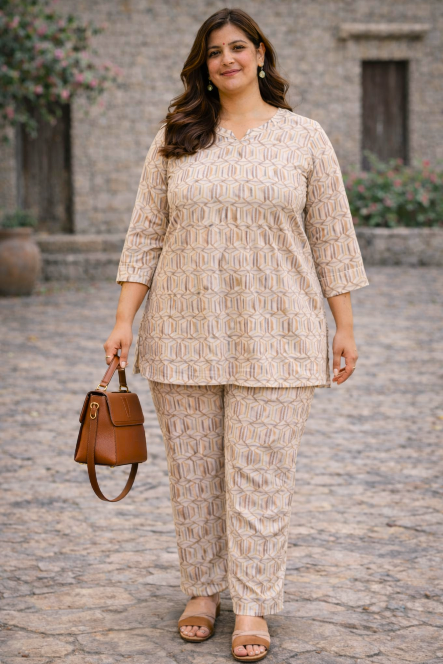 Rustic Beige Printed Co-ord Set