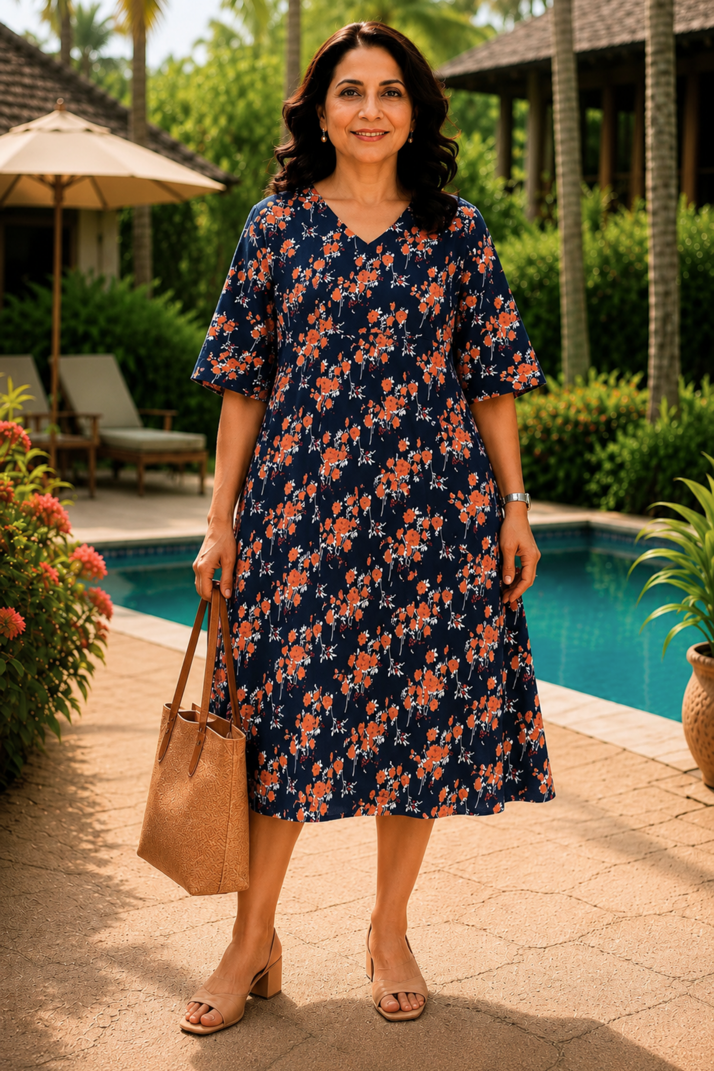 Rustic Bloom Floral Dress With Pockets