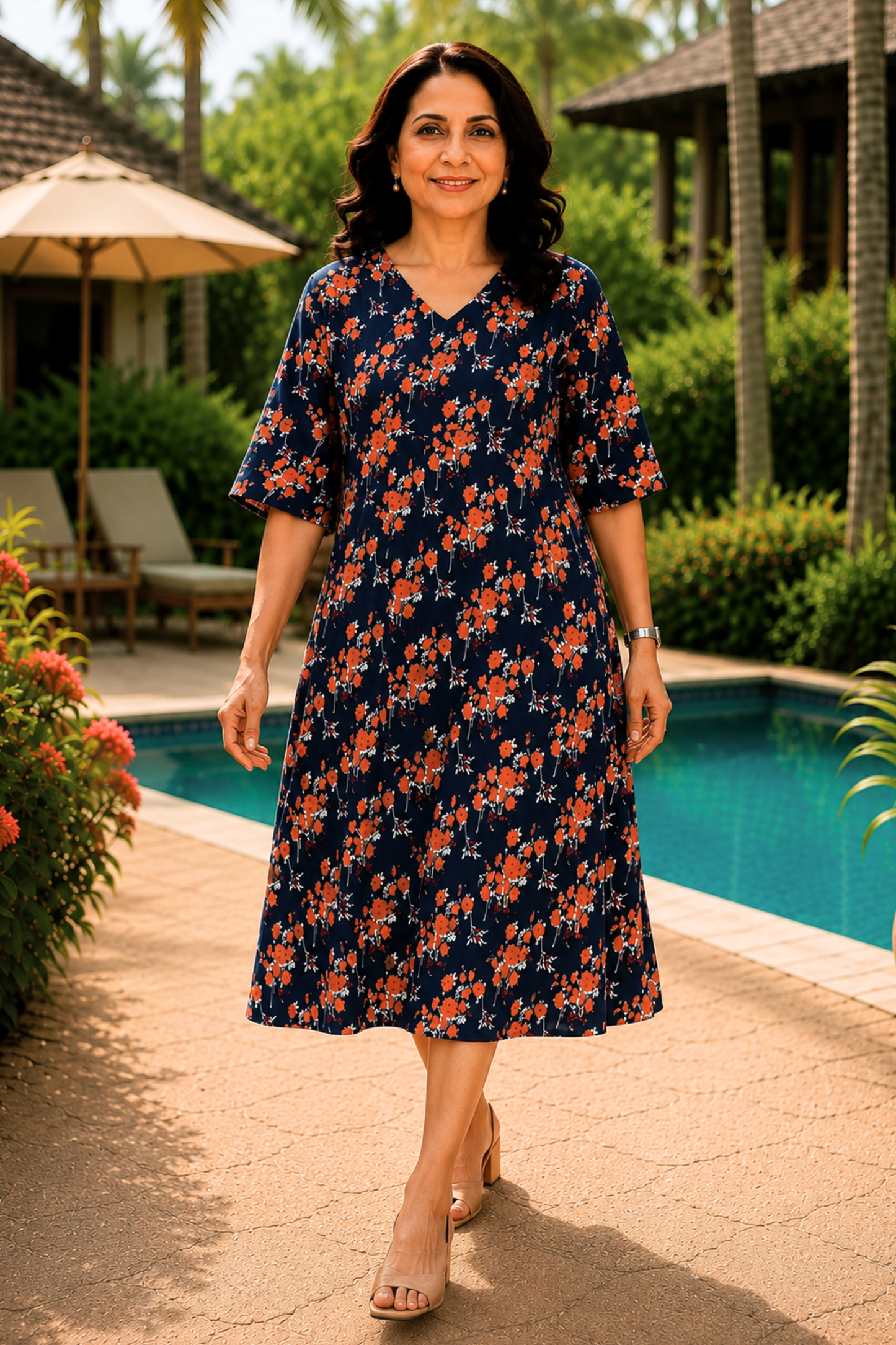 Rustic Bloom Floral Dress With Pockets
