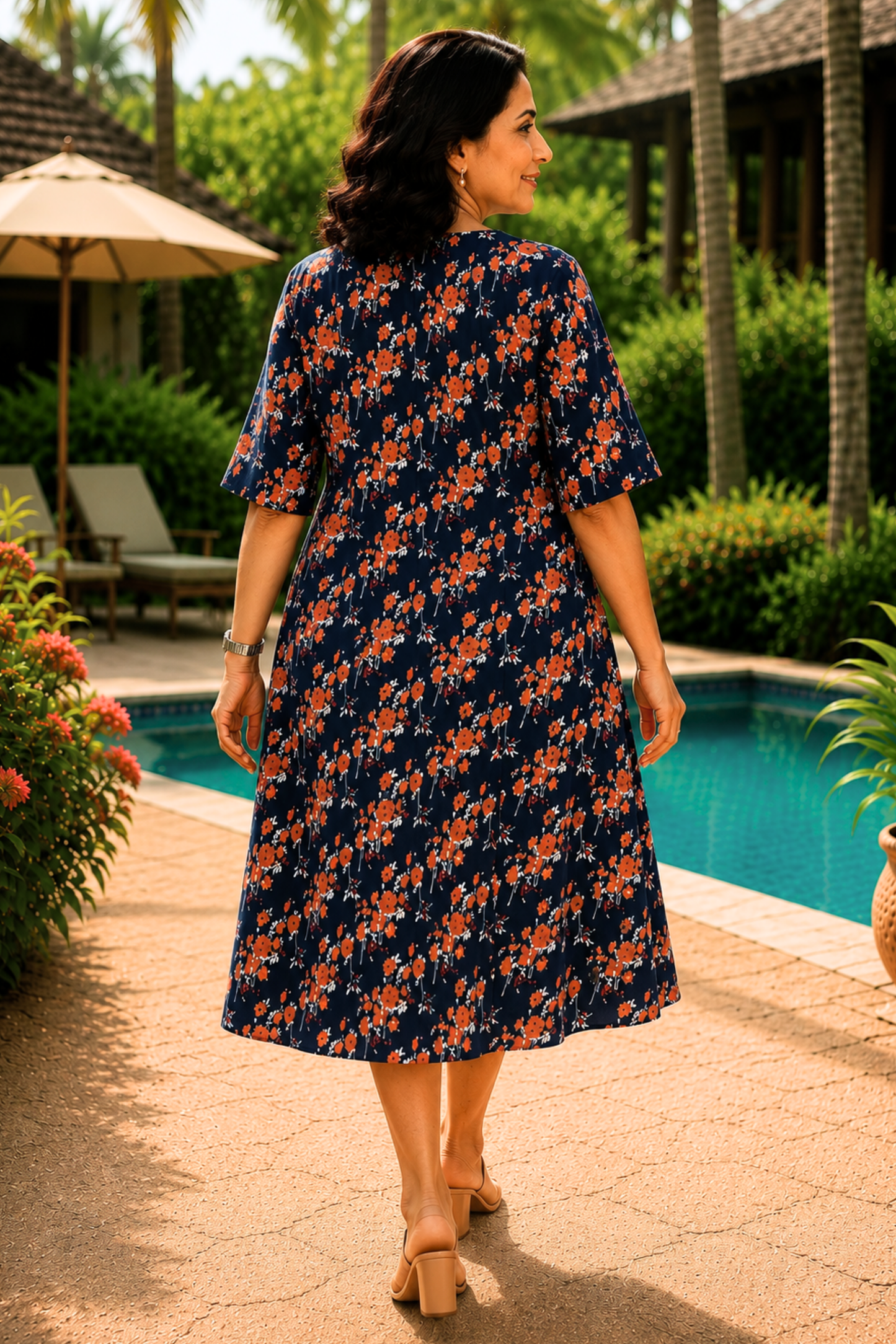 Rustic Bloom Floral Dress With Pockets