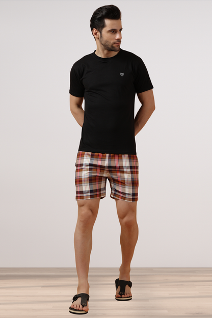 Rustic Brown Poplin Cotton Shorts