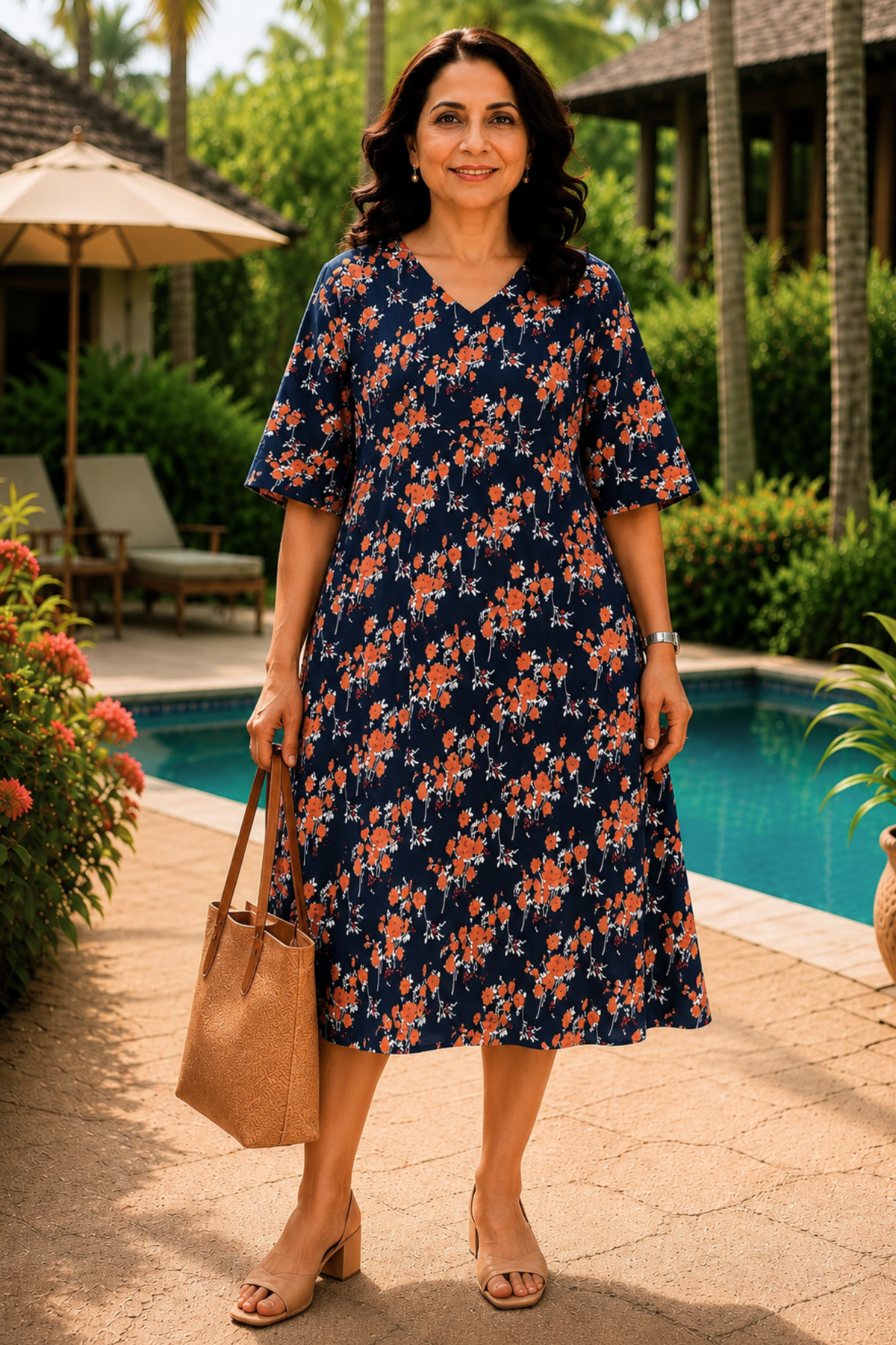 Rustic Bloom Floral Dress With Pockets