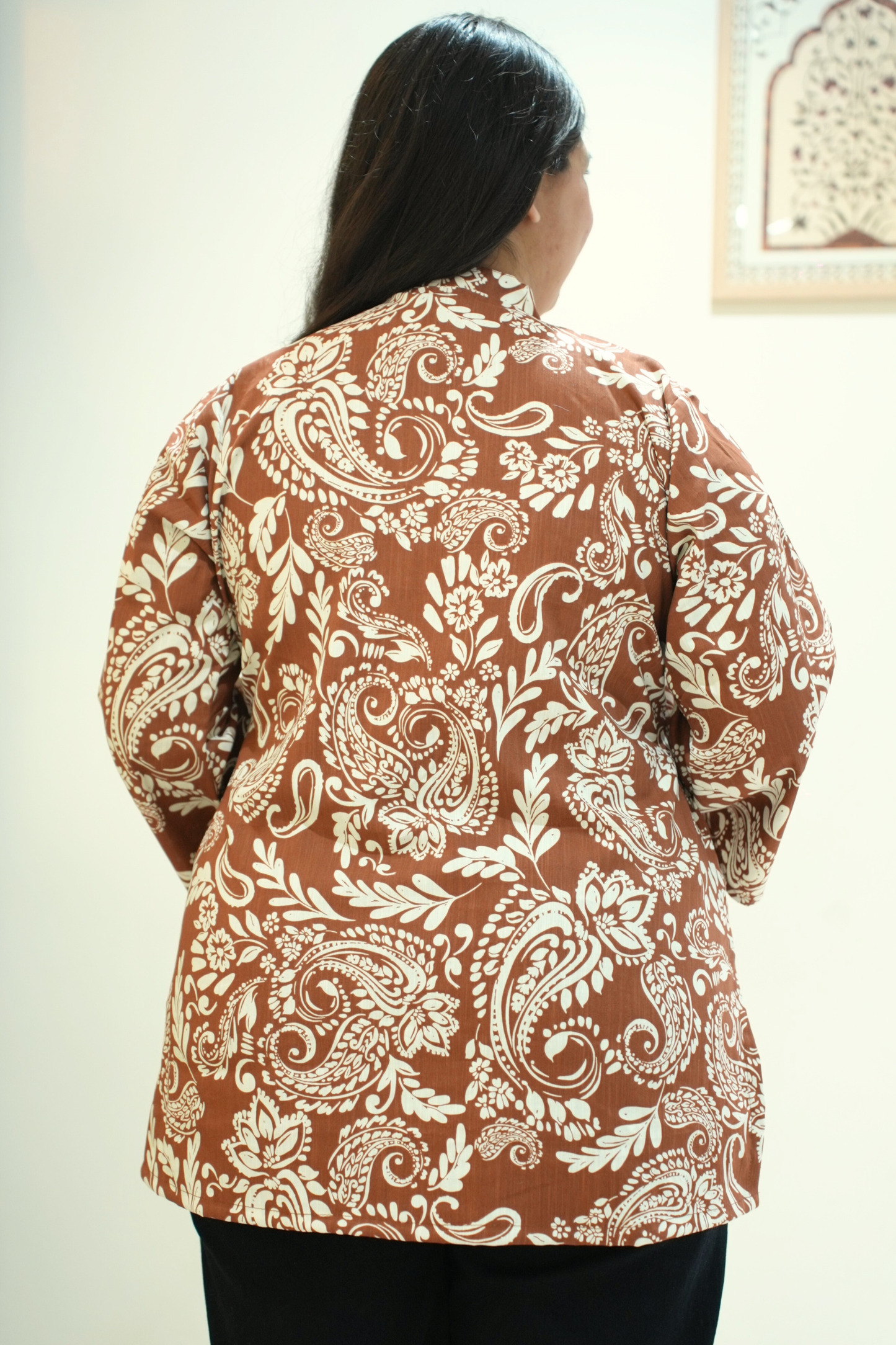 Rusty Brown Abstract Printed Rayon Top