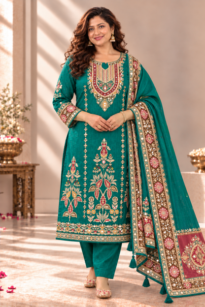 Saba Karachi Muslin Suit With Aari Work