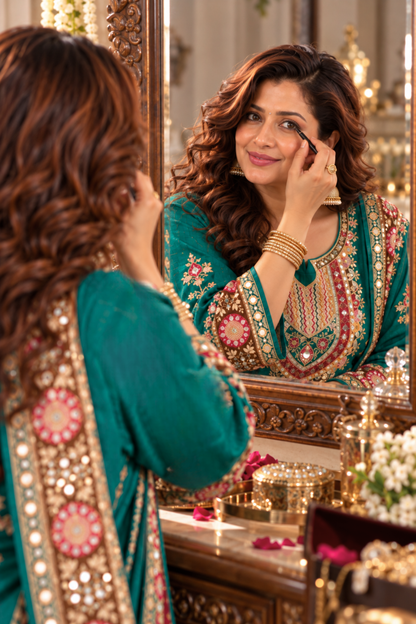 Saba Karachi Muslin Suit With Aari Work