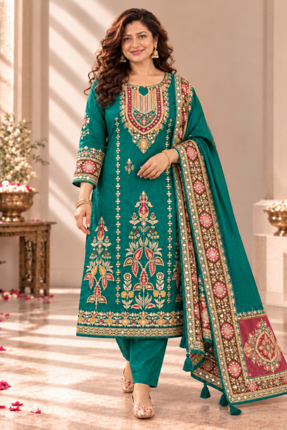 Saba Karachi Muslin Suit With Aari Work