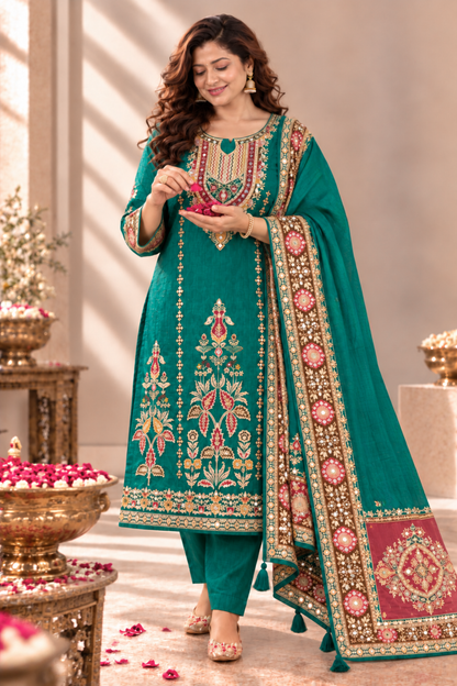Saba Karachi Muslin Suit With Aari Work
