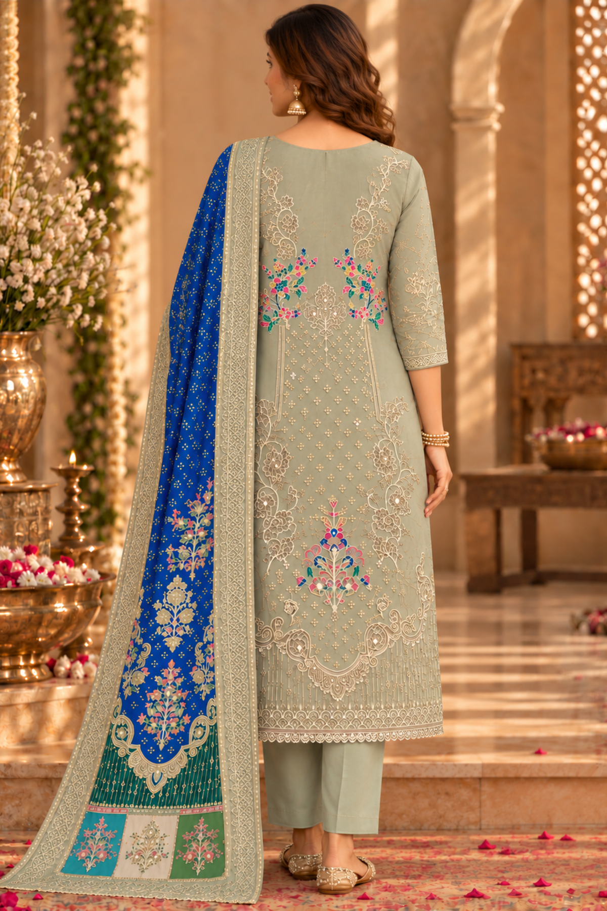 Saba Karachi Muslin Suit with Aari Work