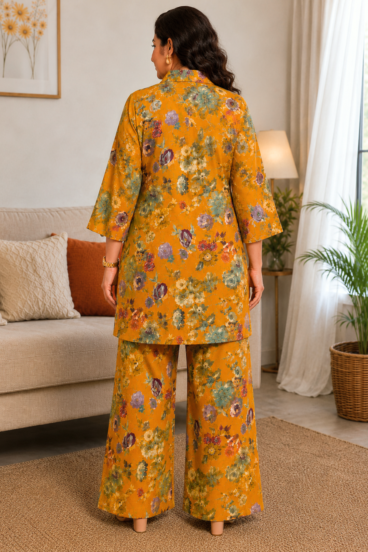 Saffron Jardin Floral Rayon Co-ord Set