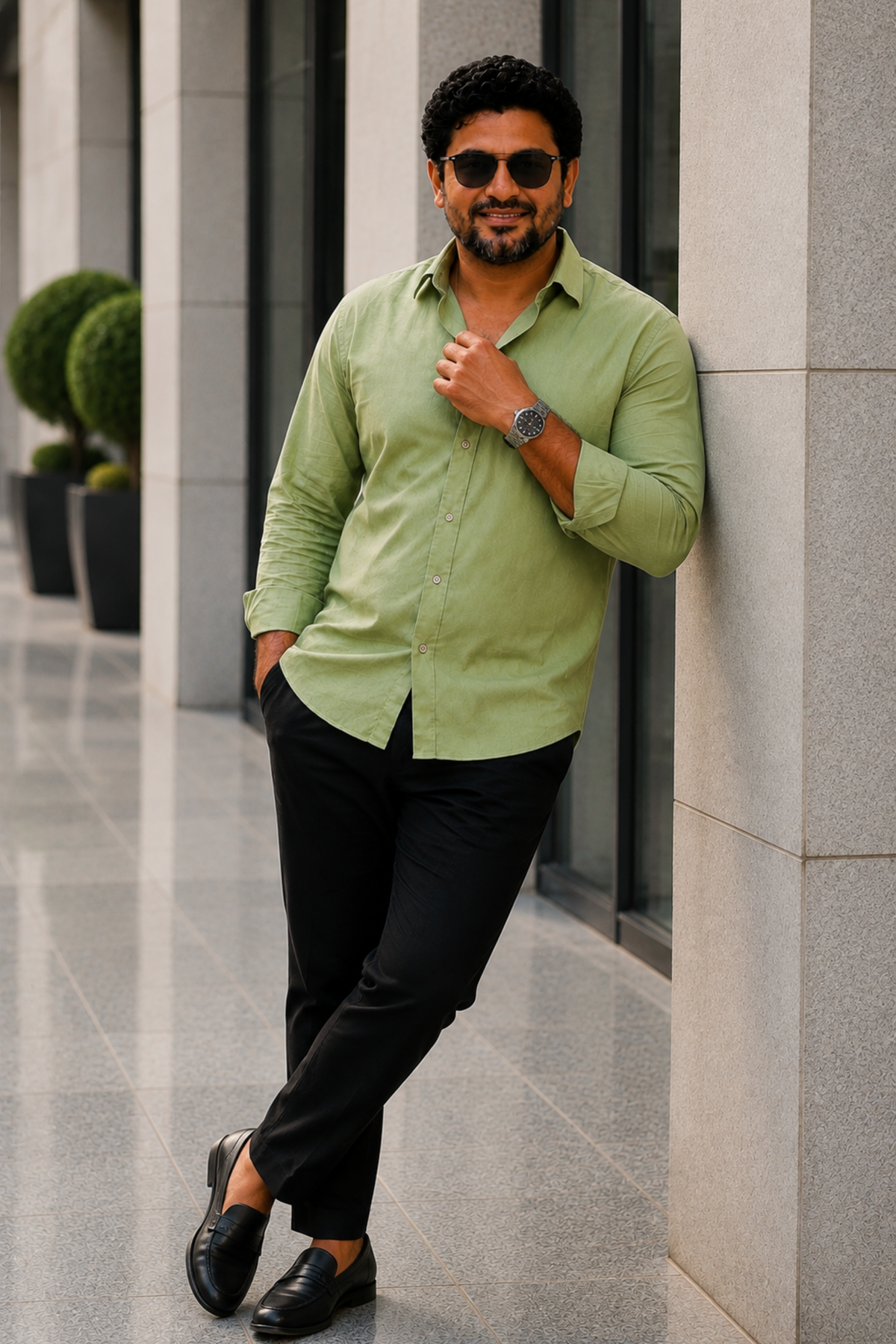 Sage Green Poplin Cotton Shirt
