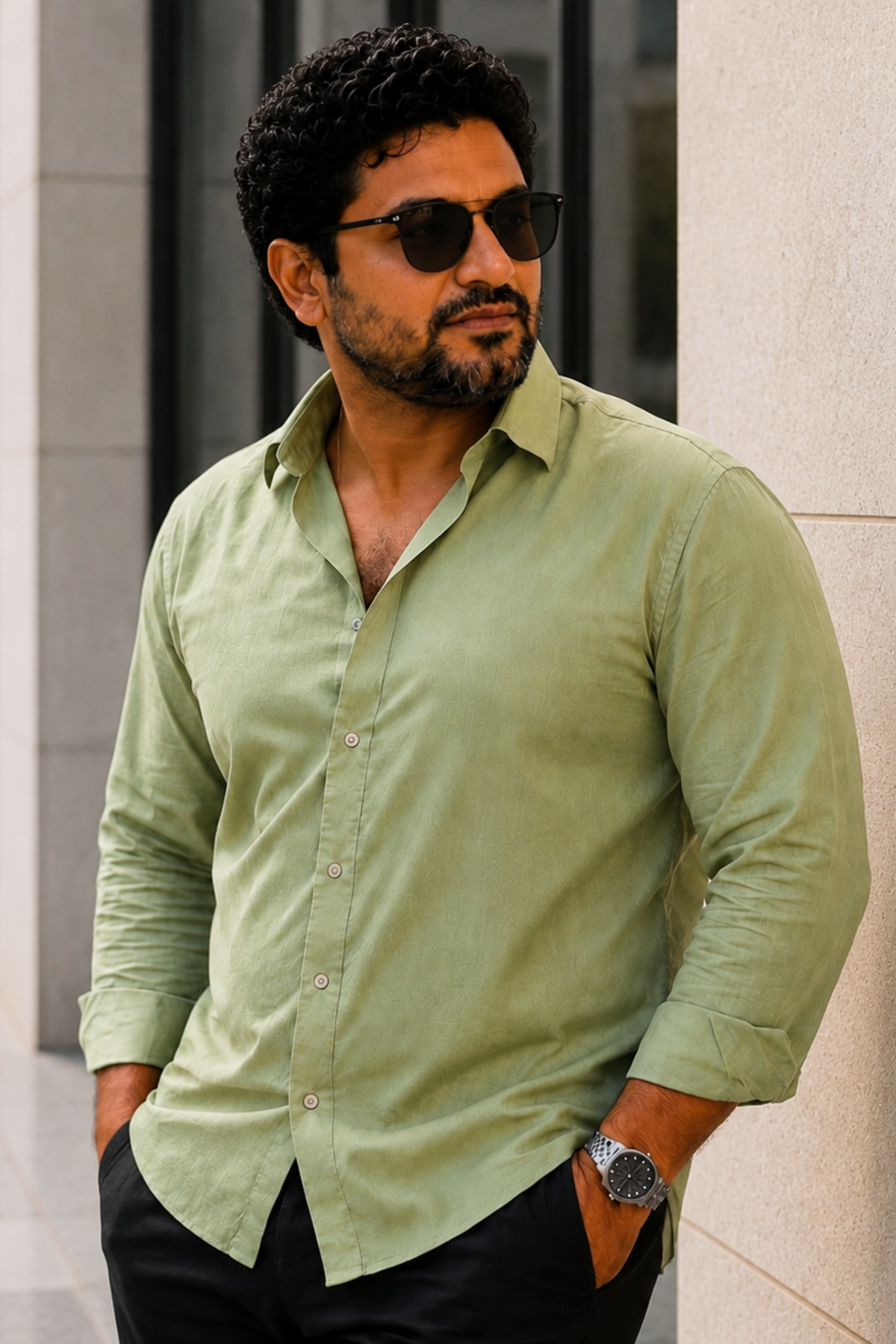 Sage Green Poplin Cotton Shirt
