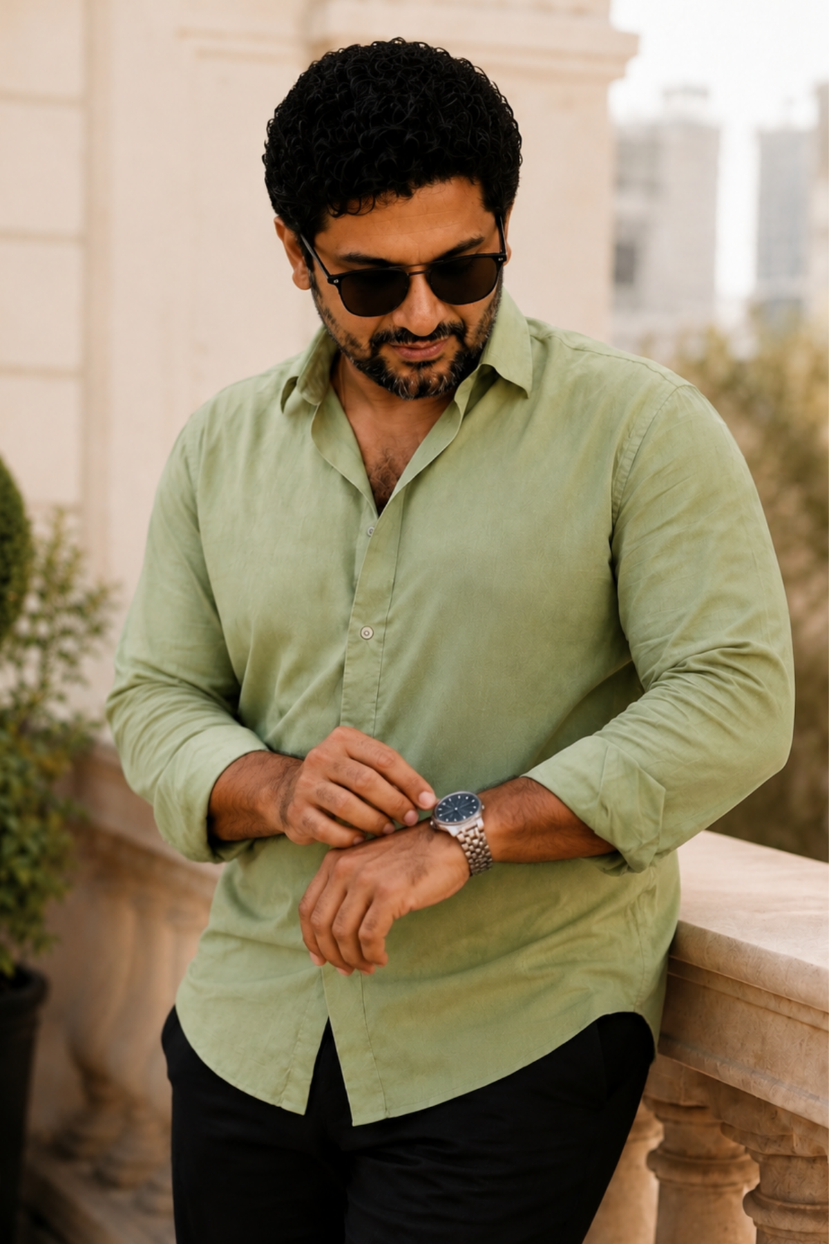 Sage Green Poplin Cotton Shirt