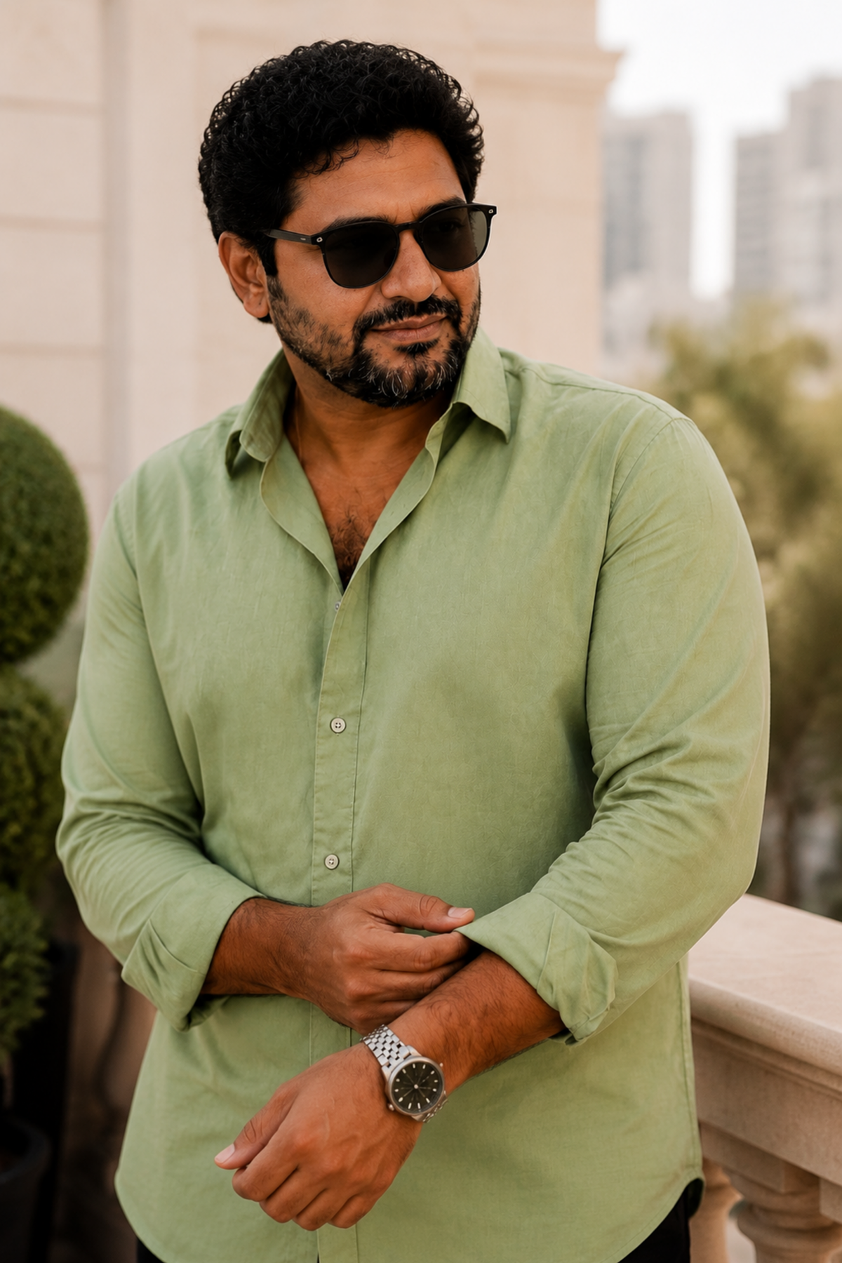 Sage Green Poplin Cotton Shirt