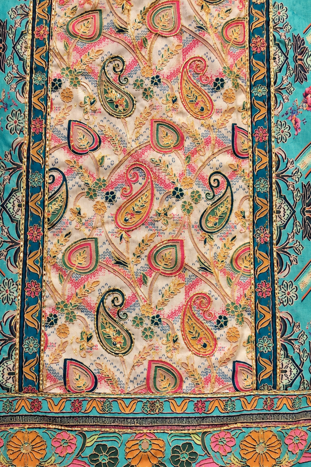 Firozi Sharbat Fancy Suit With Aari Work