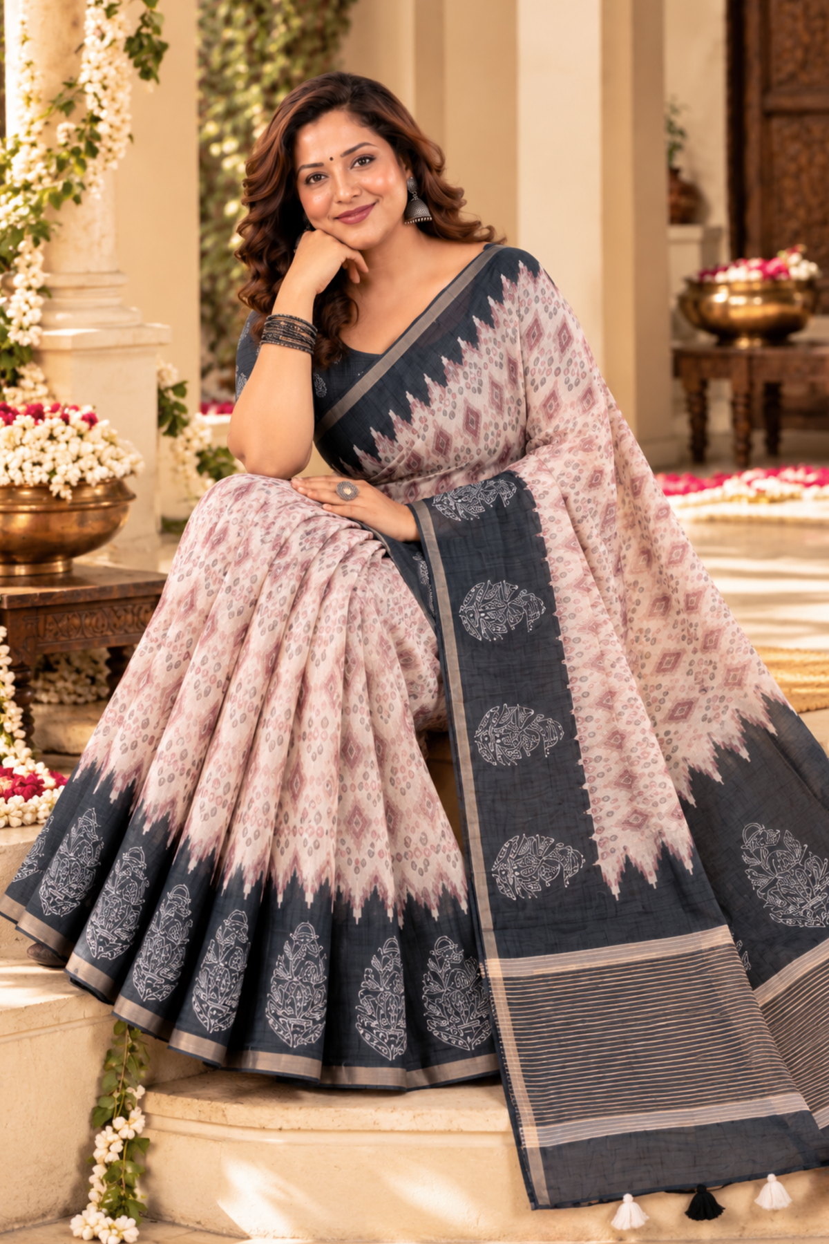 Samaira Printed Saree With 1.5 Mtr Blouse Piece