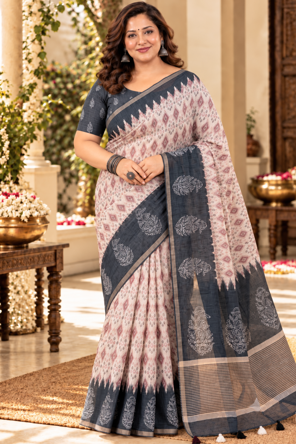Samaira Printed Saree With 1.5 Mtr Blouse Piece