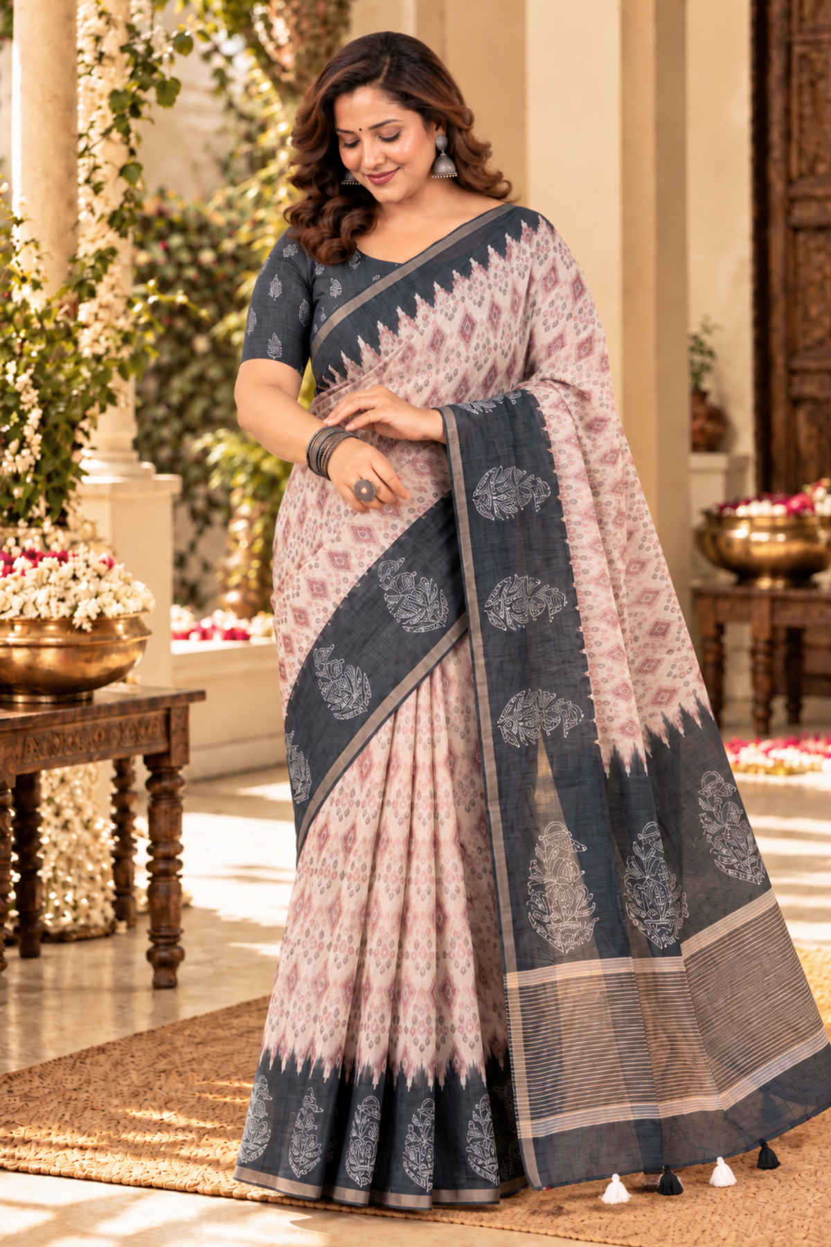 Samaira Printed Saree With 1.5 Mtr Blouse Piece