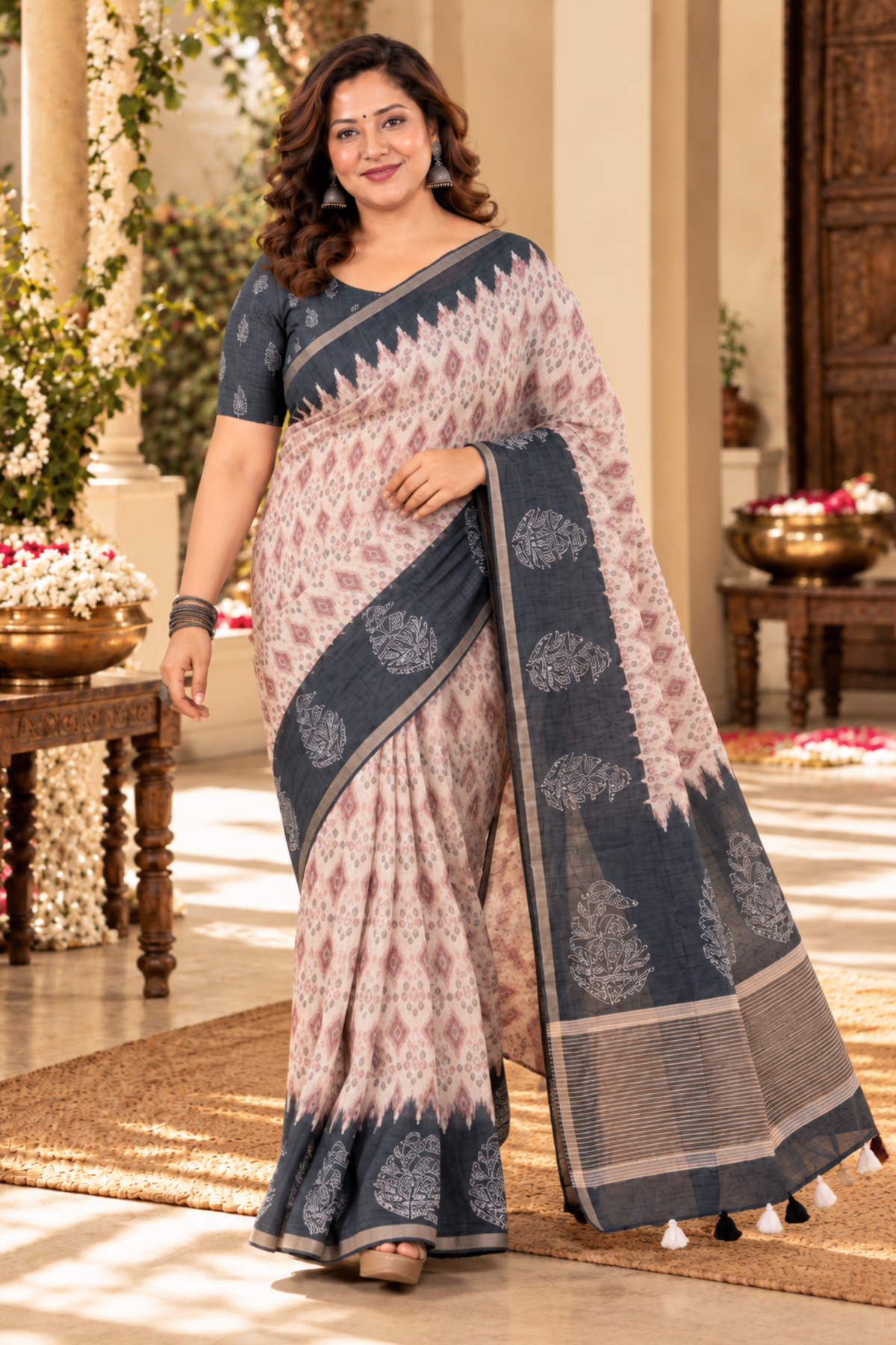 Samaira Printed Saree With 1.5 Mtr Blouse Piece