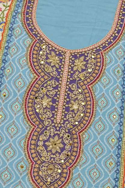 Sana Karachi Muslin Suit With Aari Work
