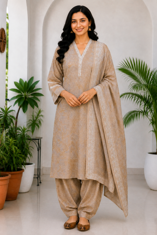Sandstone Elegance Cotton Salwar Suit