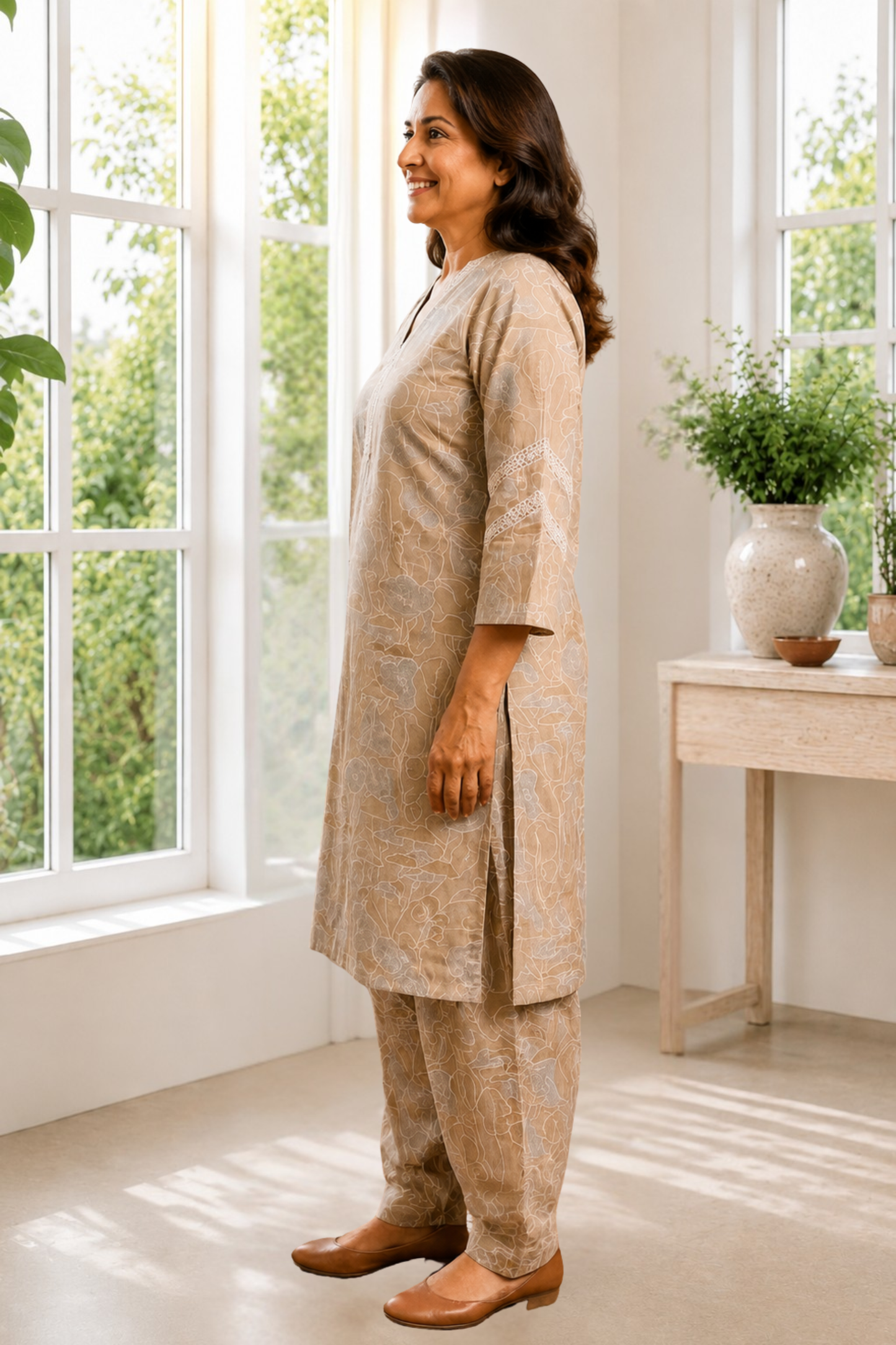Sandstone Elegance Cotton Salwar Suit