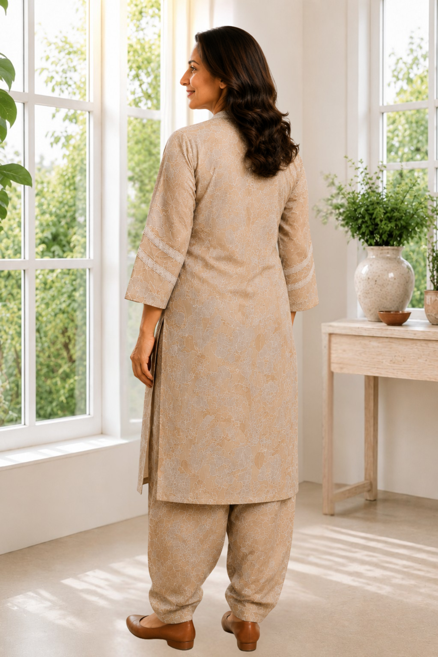 Sandstone Elegance Cotton Salwar Suit