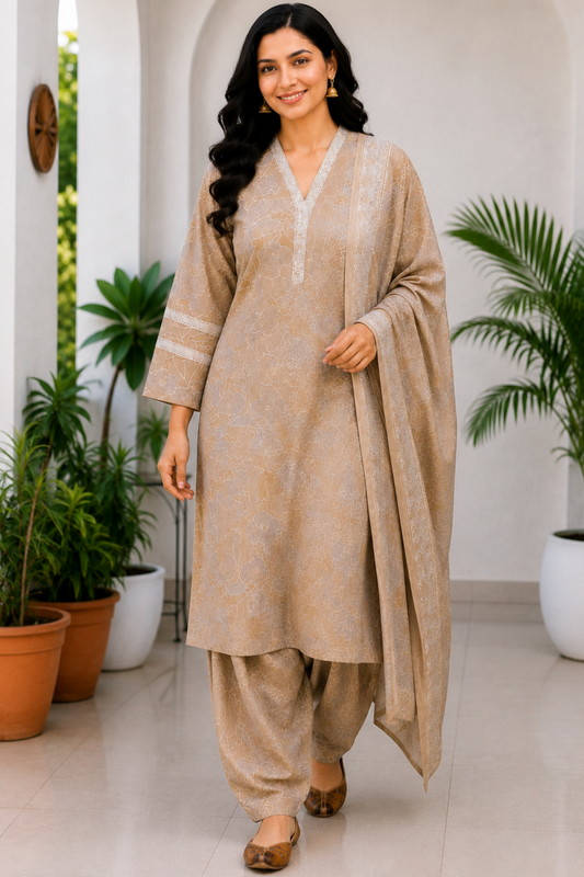 Sandstone Elegance Cotton Salwar Suit