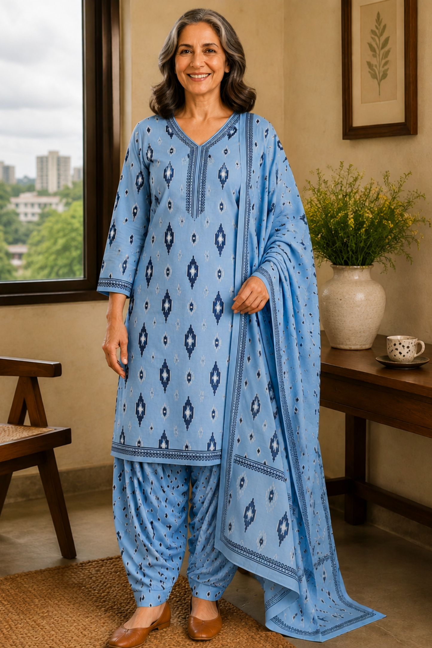 Santorini Sky Cotton Salwar Suit