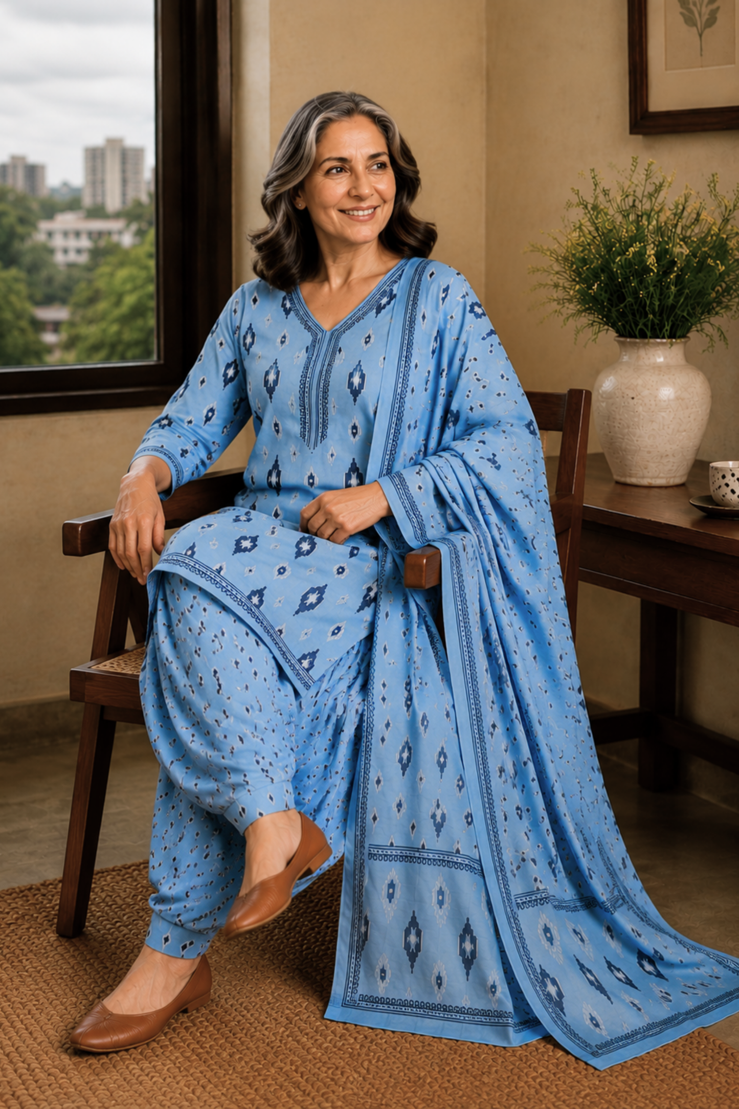 Santorini Sky Cotton Salwar Suit
