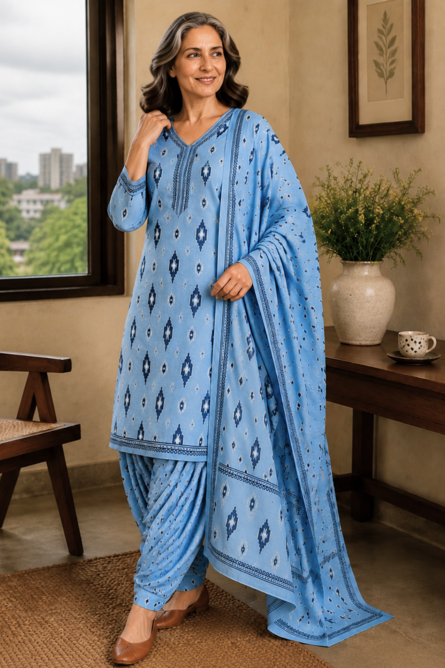 Santorini Sky Cotton Salwar Suit