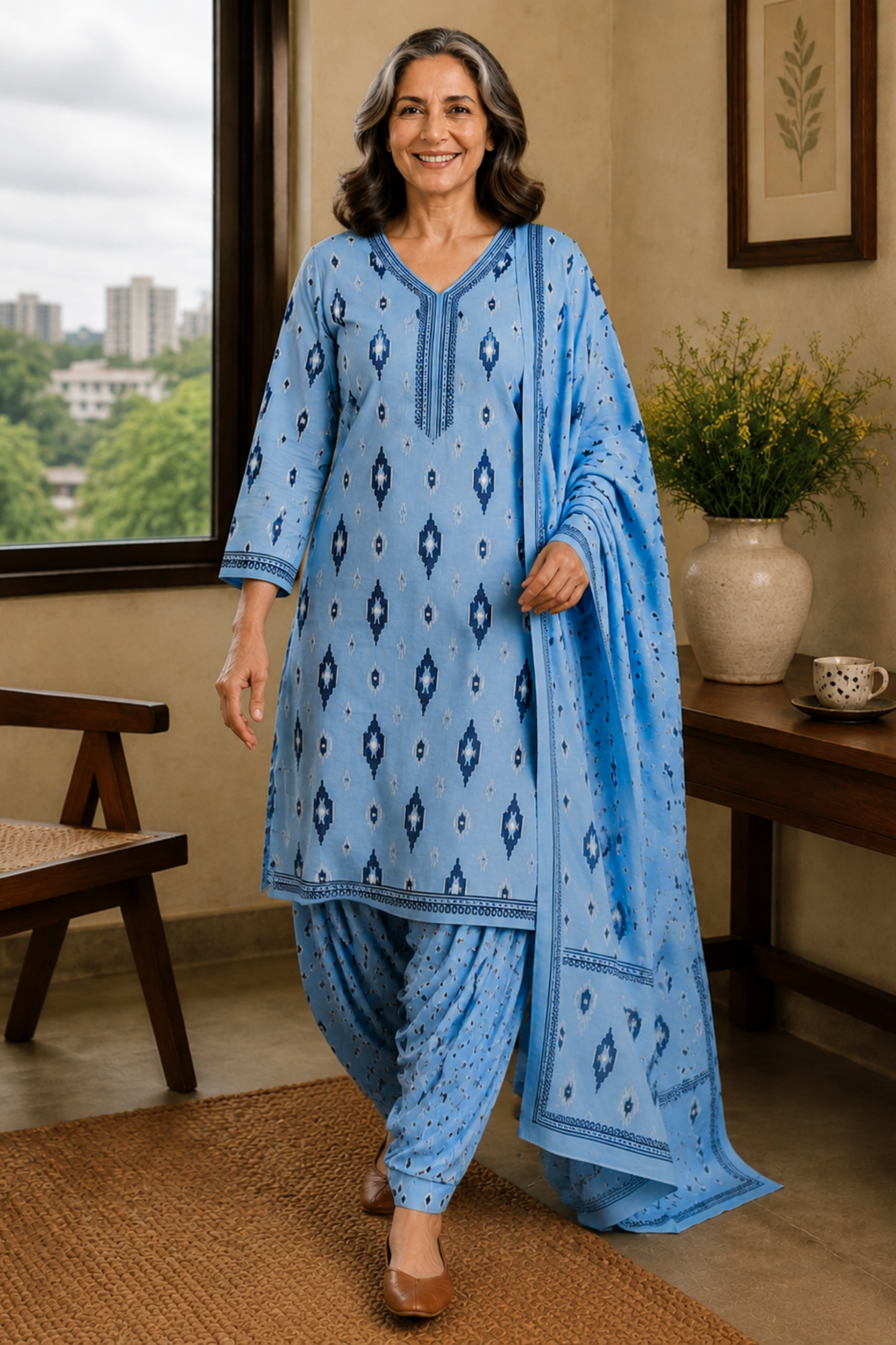 Santorini Sky Cotton Salwar Suit