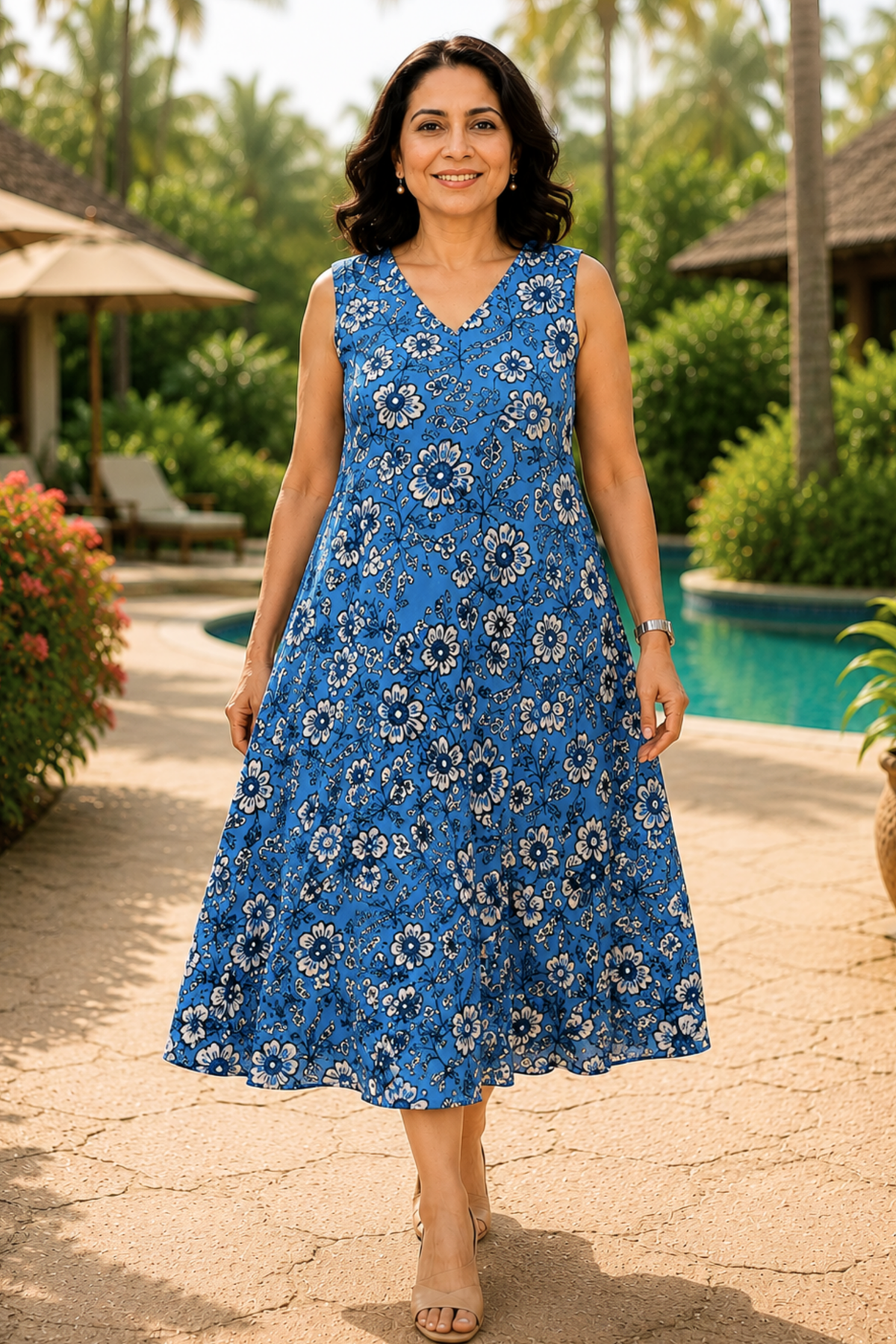 Sapphire Flora Printed Dress With Pockets