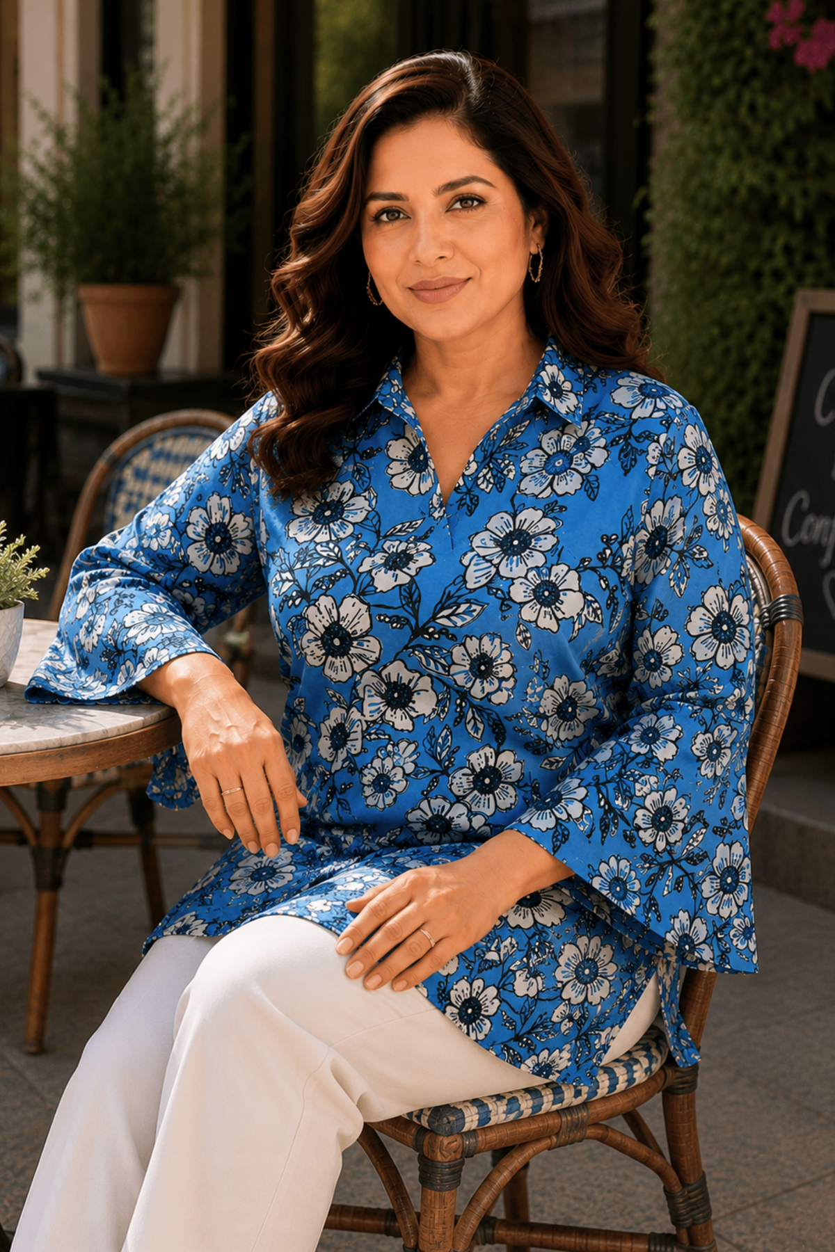 Sapphire Flora Printed Everyday Top