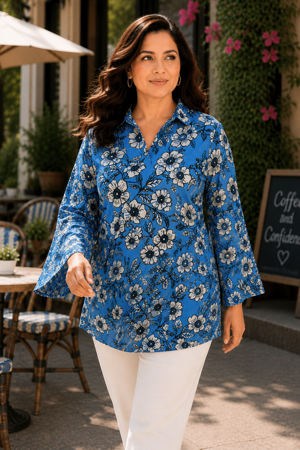 Sapphire Flora Printed Everyday Top