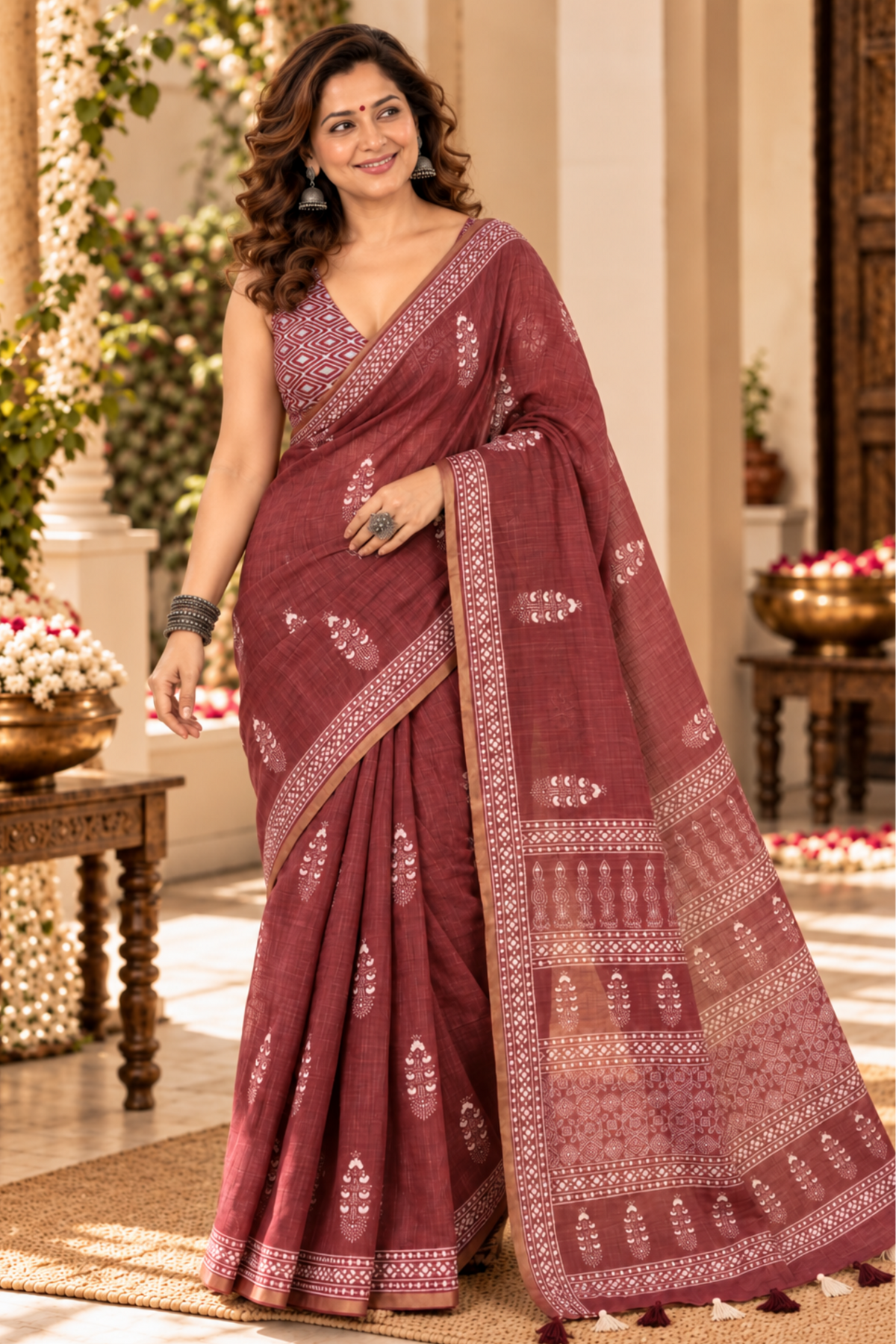 Saumya Printed Saree With 1.5 Mtr Blouse Piece